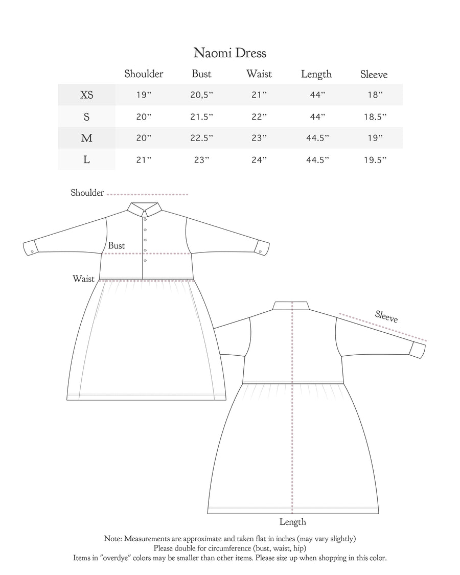 Size chart for Mimi Dress