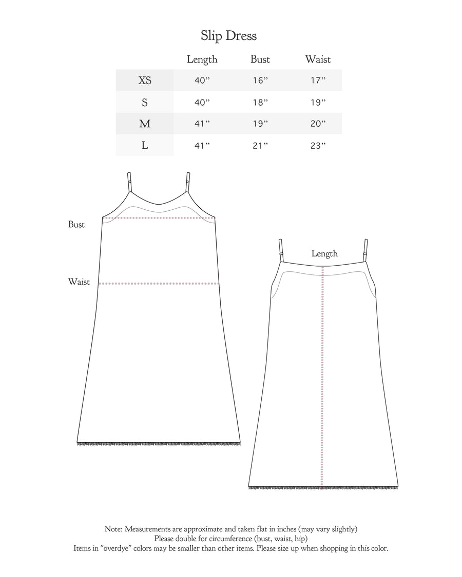 Size chart for Slip Dress